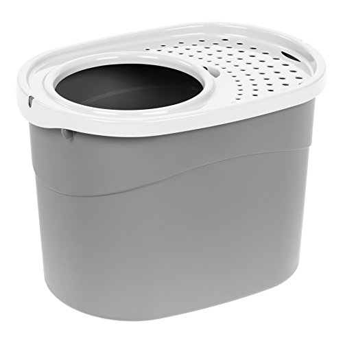 IRIS USA Top Entry Cat Litter Box, Gray/White 589624, 20.50l x 1...