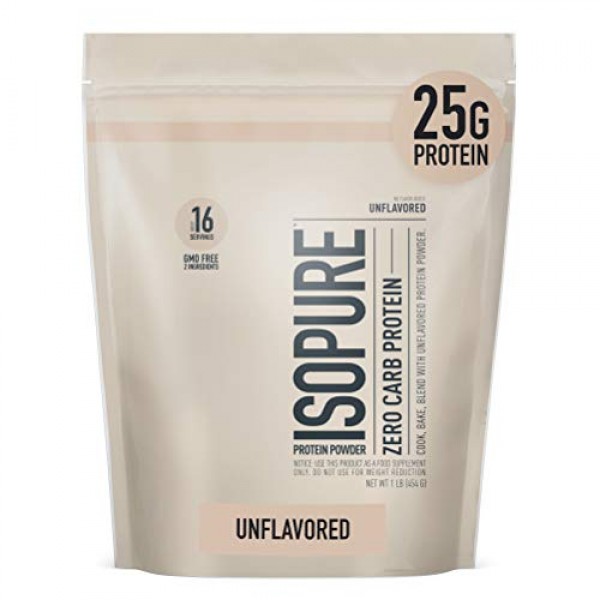 Isopure Zero Carb Unflavored 25g Protein, 100% Whey Protein Isola...