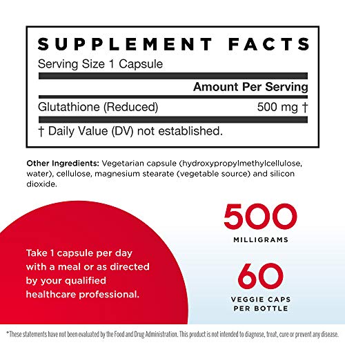 Jarrow Formulas Glutathione Reduced 500 mg - 60 Veggie Caps, Pack...
