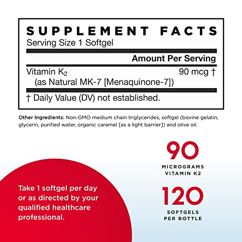 Jarrow Formulas MK-7 90 mcg - 120 Softgels, Pack of 2 - Superior ...