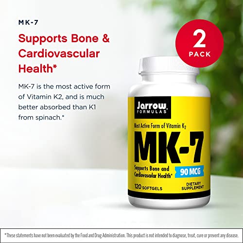 Jarrow Formulas MK-7 90 mcg - 120 Softgels, Pack of 2 - Superior ...