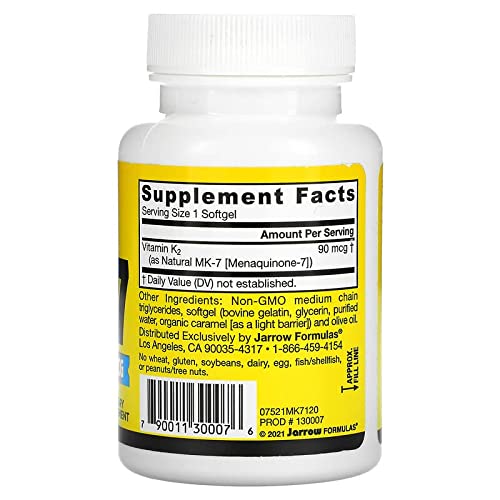 Jarrow Formulas MK-7 90 mcg - 120 Softgels, Pack of 2 - Superior ...