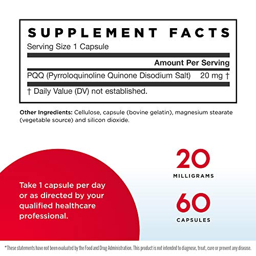 Jarrow Formulas PQQ 20 mg - 60 Capsules - Promotes Mitochondrial ...