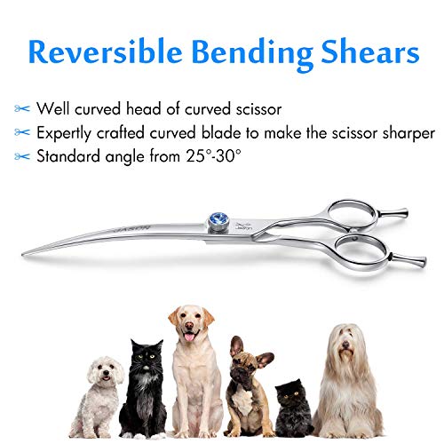 JASON 7 Curved Dog Grooming Scissors, Ergonomic Pets Cats Trimmi...