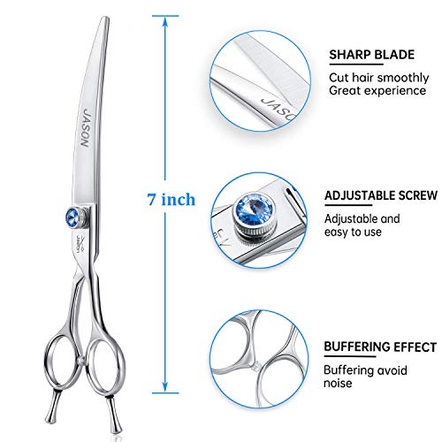 JASON 7 Curved Dog Grooming Scissors, Ergonomic Pets Cats Trimmi...