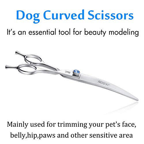 JASON 7 Curved Dog Grooming Scissors, Ergonomic Pets Cats Trimmi...