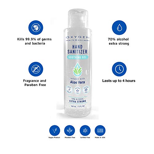 Hand Sanitizer Soothing Gel | Quick-Drying 5 oz Antibacterial Gel...