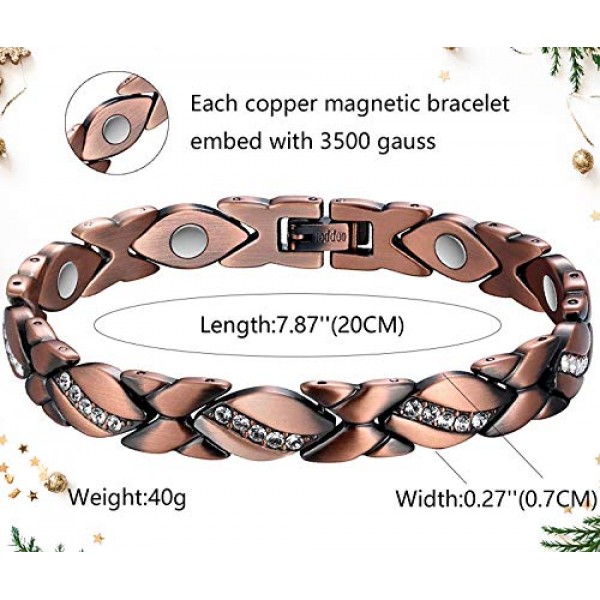 Jecanori Copper Bracelets for Women Magnetic for Arthritis Pain R...