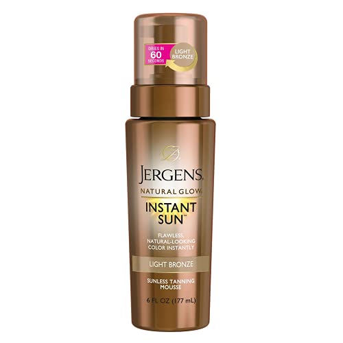 Jergens Natural Glow Instant Sun Body Mousse, Self Tanner for Lig...