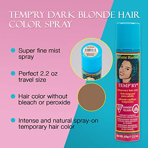 Jerome Russell Tempry Spray-on Dark Blonde Hair Color, 2.2oz x 3...
