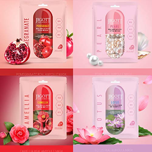 Jigott 16pcs Real Ampoule 100% Cotton Mask sheet Skincare Essence...