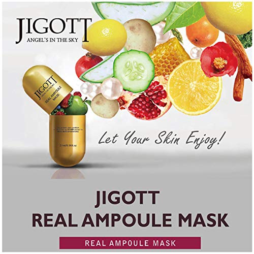 Jigott 16pcs Real Ampoule 100% Cotton Mask sheet Skincare Essence...