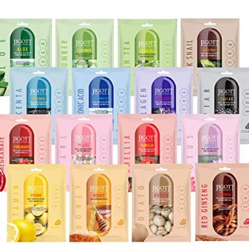 Jigott 16pcs Real Ampoule 100% Cotton Mask sheet Skincare Essence...