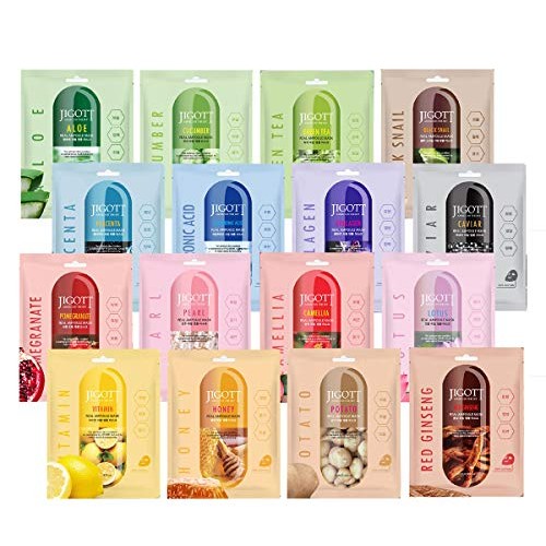 Jigott 16pcs Real Ampoule 100% Cotton Mask sheet Skincare Essence...