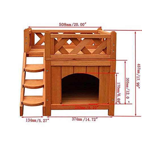 JKGHK 2 Layers Confidence Pet Wooden Dog House Living House Kenne...