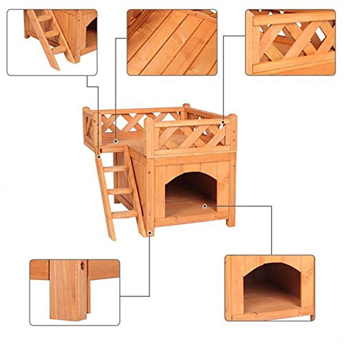 JKGHK 2 Layers Confidence Pet Wooden Dog House Living House Kenne...