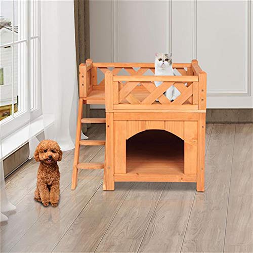JKGHK 2 Layers Confidence Pet Wooden Dog House Living House Kenne...