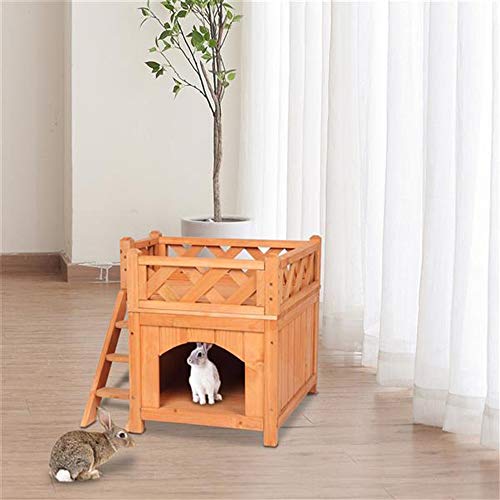 JKGHK 2 Layers Confidence Pet Wooden Dog House Living House Kenne...