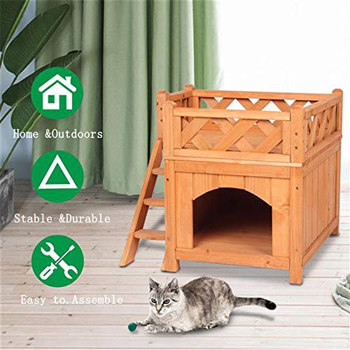 JKGHK 2 Layers Confidence Pet Wooden Dog House Living House Kenne...