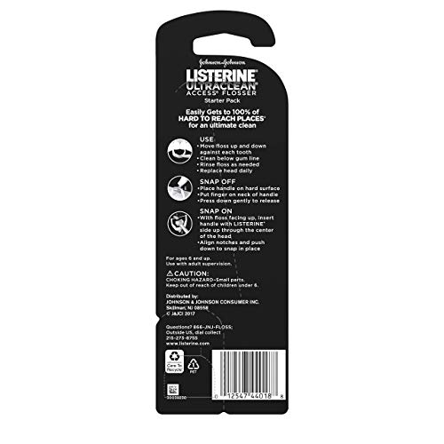 Listerine Ultraclean Access Snap-On Flosser & Flosser Refill Head...