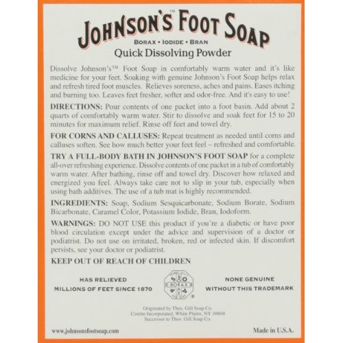 Johnsons Foot Soap Quick Dissolving Powder, 8 Packets Pack of 4