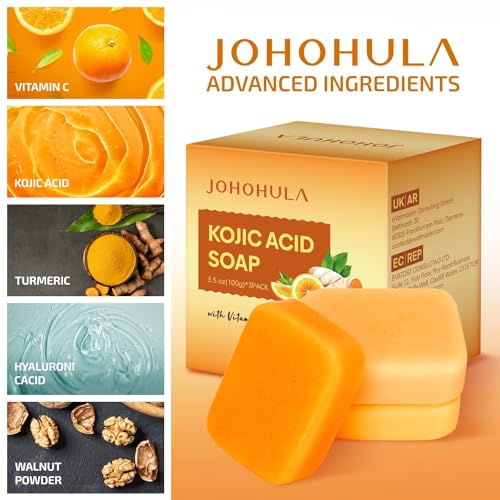 Johohula Kojic Acid Dark Spot Remover Soap Bars with Vitamin C, R...