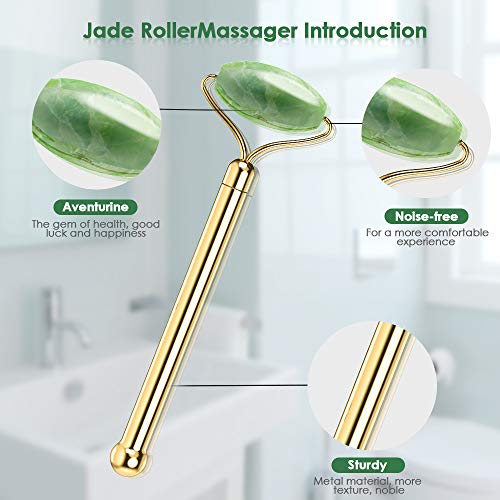 Jade Roller Facial Massage Tool, JOMARTO Natural Jade Skin Roller...