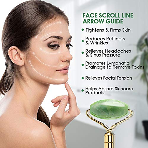 Jade Roller Facial Massage Tool, JOMARTO Natural Jade Skin Roller...