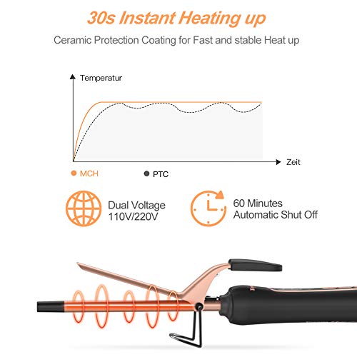 Professional 0.35 in Thin Curling Iron, JOMARTO Unisex Ceramic Ha...