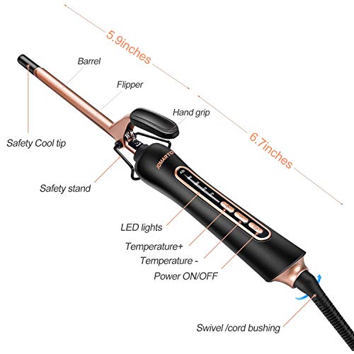 Professional 0.35 in Thin Curling Iron, JOMARTO Unisex Ceramic Ha...