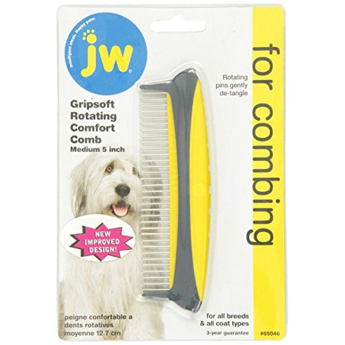 JW Pet Company 5-Inch Gripsoft Rotating Comfort Comb, Medium