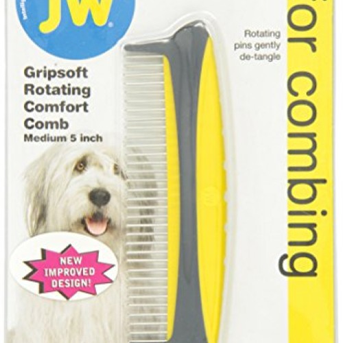 JW Pet Company 5-Inch Gripsoft Rotating Comfort Comb, Medium