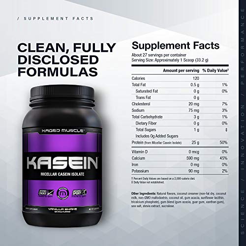 Kaged Muscle, Premium Kasein Protein Powder, Micellar Casein, Van...