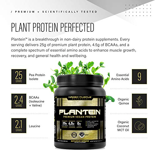 Vegan Protein Powder; Kaged Muscle Plantein, Delicious Organic Pe...