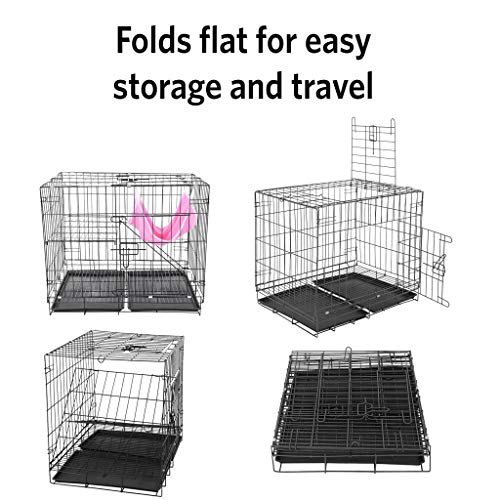 Folding Metal Critter Cage with Double Doors, 2-Tier Cat Cage Cat...