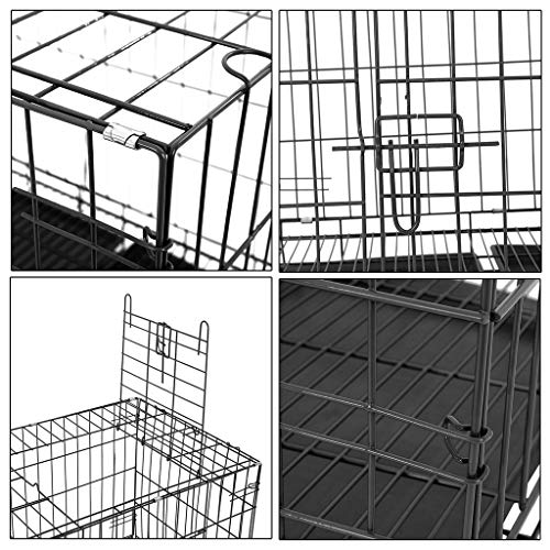 Folding Metal Critter Cage with Double Doors, 2-Tier Cat Cage Cat...