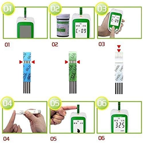 KaKaDz Cholestérol Test, 3in1 Household Glucometer Kit Blood Gluc...