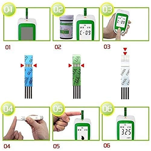 KaKaDz Cholestérol Test, 3in1 Household Glucometer Kit Blood Gluc...