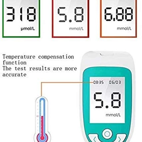 KaKaDz Cholestérol Test, 3in1 Household Glucometer Kit Blood Gluc...