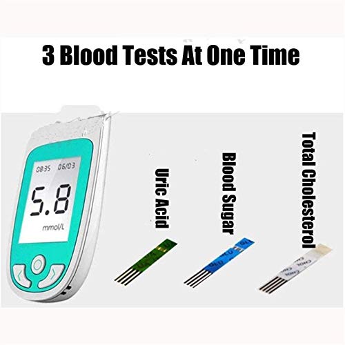 KaKaDz Cholestérol Test, 3in1 Household Glucometer Kit Blood Gluc...