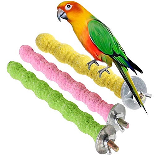 kathson Bird Perch Parrot Stand Cage Accessories Natural Wooden S...