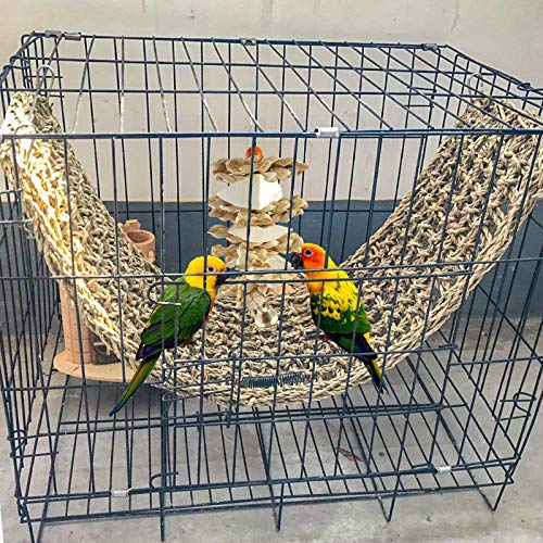 kathson Bird Seagrass Mat Parrot Grass Woven Hammock Parakeet Cut...