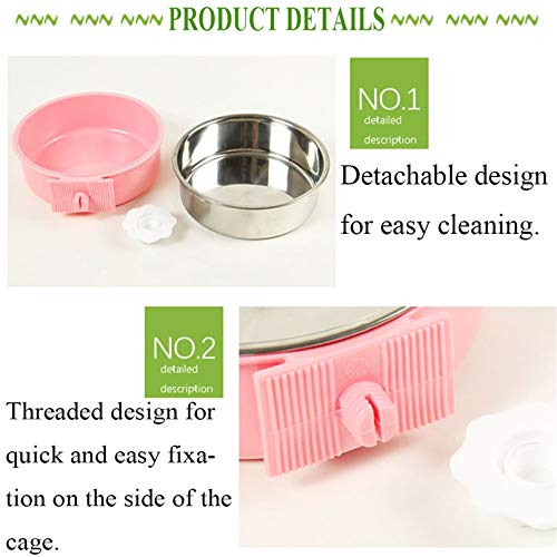 kathson Crate Dog Bowl, Removable Stainless Steel Hanging Pets Ca...