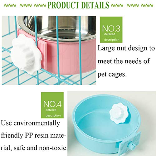 kathson Crate Dog Bowl, Removable Stainless Steel Hanging Pets Ca...