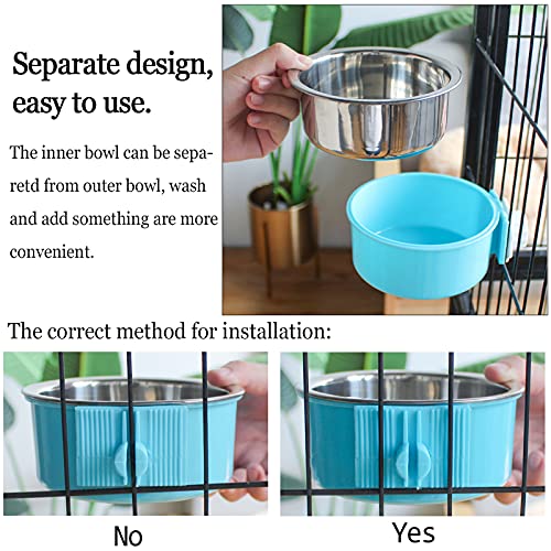 kathson Crate Dog Bowl, Removable Stainless Steel Hanging Pets Ca...