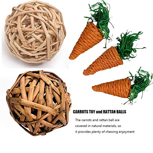 kathson Rabbit Chew Toys, Small Animal Chew Treat Ball Carrot Toy...