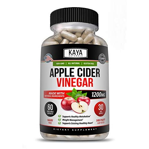 Kaya Naturals Apple Cider Vinegar Pills, 60 Count Capsules for Fa...