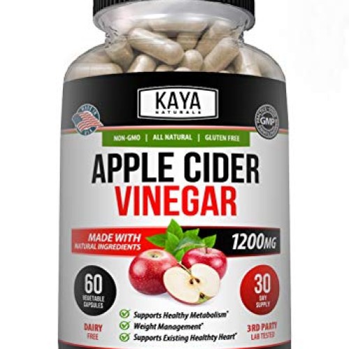 Kaya Naturals Apple Cider Vinegar Pills, 60 Count Capsules for Fa...