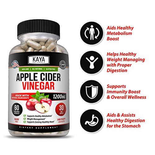 Kaya Naturals Apple Cider Vinegar Pills, 60 Count Capsules for Fa...