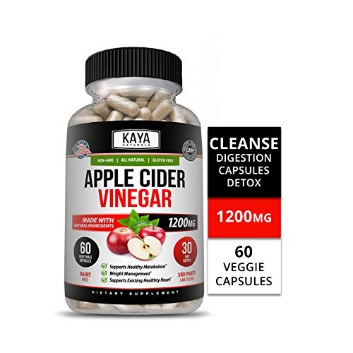 Kaya Naturals Apple Cider Vinegar Pills, 60 Count Capsules for Fa...
